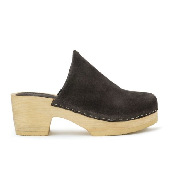 Rag And Co Darcie Clogs Suede Wooden Heel Dark Grey Size 7 Boho Chic Indie Fall - Picture 4 of 15
